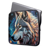 Gray Wolf Starry Night Portrait Laptopschutzhülle (Vorderseite Links)