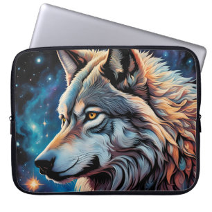 Gray Wolf Starry Night Portrait Laptopschutzhülle