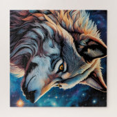 Gray Wolf Starry Night Portrait Puzzle (Horizontal)