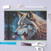 Gray Wolf Starry Night Portrait Seidenpapier (Handwerk)