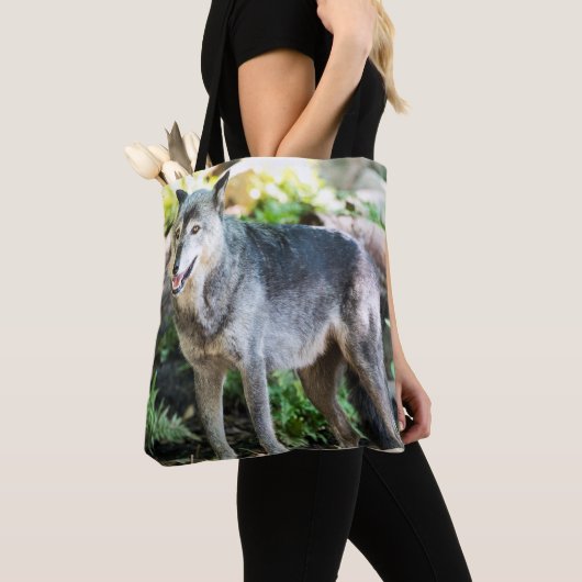 Gray Wolf Stehend alleine Tasche (Von Nahem)
