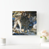 Gray Wolf & Stony Creek Foto Clock Quadratische Wanduhr (Zuhause)