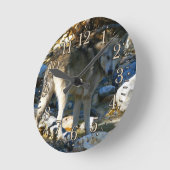 Gray Wolf & Stony Creek Foto Clock Runde Wanduhr (Winkel)