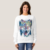 Gray Wolf Sweatshirt | Farbiger Wolf Dog (Vorne ganz)