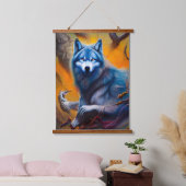 Gray Wolf Wandteppich Mit Holzrahmen (Schlafzimmer)