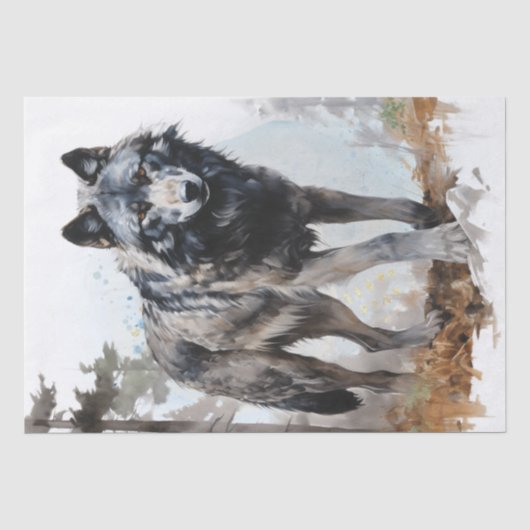 Gray Wolf Watercolor Seidenpapier (Vorderseite)