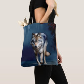 Gray Wolf Wildlife Art Tasche (Von Nahem)