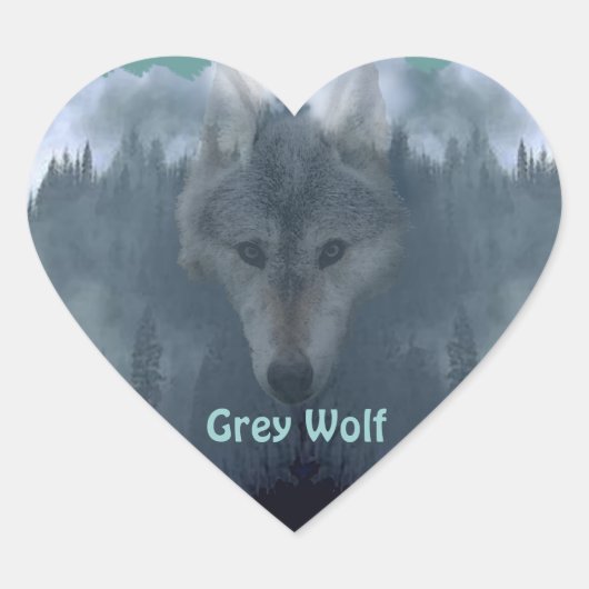 GRAY WOLF Wildlife Supporter Artwork Herz-Aufkleber (Vorderseite)