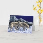 Gray Wolves in Snowy Wintermountains Karte (Gelbe Blume)