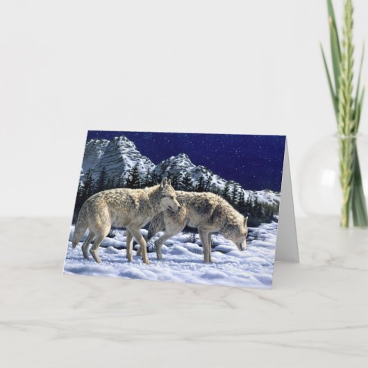 Gray Wolves in Snowy Wintermountains Karte (Vorderseite)