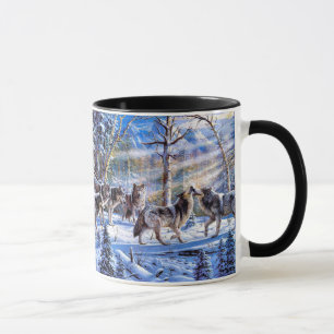Gray Wolves Malerei Tasse