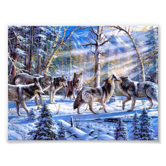 Gray Wolves Painting Fotodruck (Vorne)
