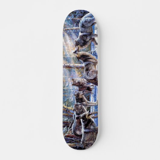 Gray Wolves Painting Skateboard (Vorne)