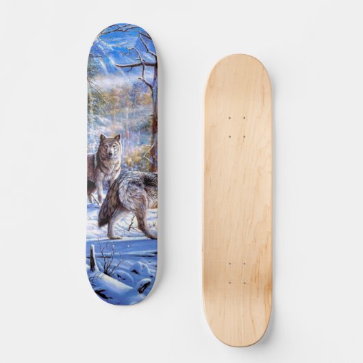 Gray Wolves Painting Skateboard (Vorderseite)