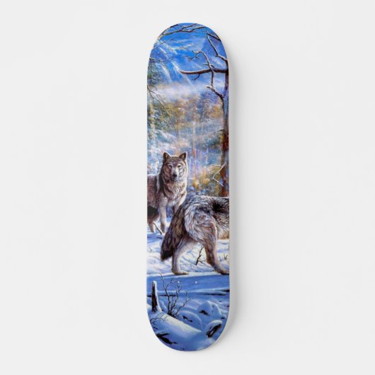 Gray Wolves Painting Skateboard (Vorne)