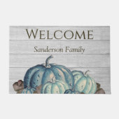 Gray Wood Blue Pumpkin Rustic Niedlich Doormat Fußmatte (Vorderseite)