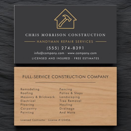Gray Wood Grain Handyman Visitenkarte
