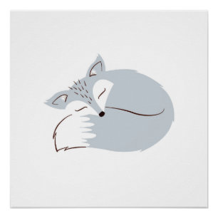 Gray Woodland Fox Poster