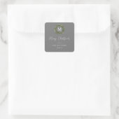 Gray Wreath Monogram Frohe Weihnachtsgeschenke Squ Quadratischer Aufkleber (Tasche)