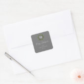 Gray Wreath Monogram Frohe Weihnachtsgeschenke Squ Quadratischer Aufkleber (Umschlag)