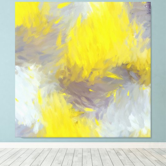 Gray Yellow Abstract Brushstrokes Leinwanddruck (Insitu (Holzboden))
