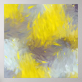 Gray Yellow Abstract Brushstrokes Poster (Vorne)
