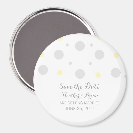 Gray Yellow Confetti Speichern Sie das Date Magnet (Vorderseite/Rückseite)