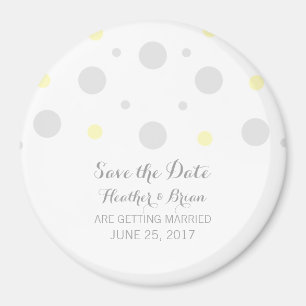Gray Yellow Confetti Speichern Sie das Date Magnet