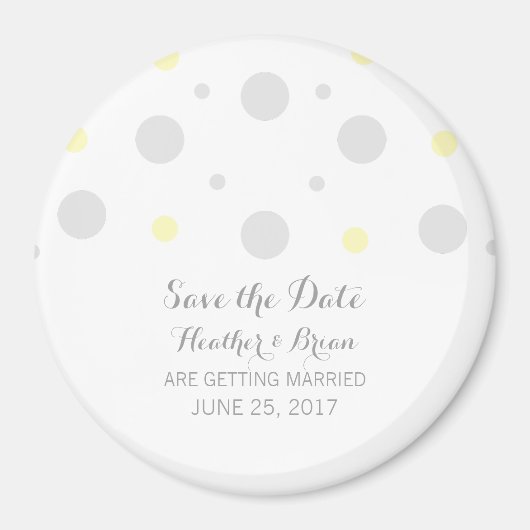 Gray Yellow Confetti Speichern Sie das Date Magnet (Vorne)