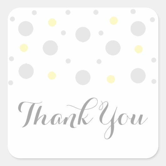 Gray Yellow Confetti Wedding Danke Stickers (Vorderseite)