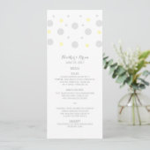 Gray Yellow Confetti Wedding Menu Menükarte (Stehend Vorderseite)
