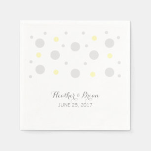 Gray Yellow Confetti Wedding Paper Napkins Serviette