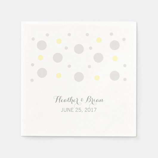 Gray Yellow Confetti Wedding Paper Napkins Serviette (Vorderseite)