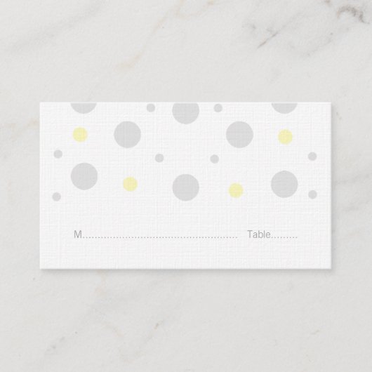 Gray Yellow Confetti Wedding Platzkarten (Vorderseite)