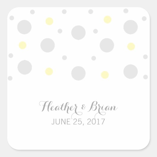 Gray Yellow Confetti Wedding Stickers (Vorderseite)