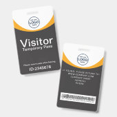Gray Yellow Corporate Visitor Pass ID QR Code Ausweis (Vorder- & Rückseite)