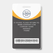 Gray Yellow Corporate Visitor Pass ID QR Code Ausweis (Rückseite)
