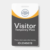 Gray Yellow Corporate Visitor Pass ID QR Code Ausweis (Vorderseite)