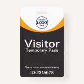 Gray Yellow Corporate Visitor Pass ID QR Code Ausweis (Vorderseite)