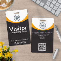 Gray Yellow Corporate Visitor Pass ID QR Code
