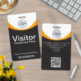 Gray Yellow Corporate Visitor Pass ID QR Code Ausweis