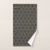 Gray Yellow Honeycomb Hexagon Pattern Trendy Manly Badhandtuch Set (Handtuch)