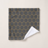 Gray Yellow Honeycomb Hexagon Pattern Trendy Manly Badhandtuch Set (Waschlappen)
