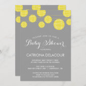 GRAY YELLOW PAPER LANTERNS BABY DUSCHE EINLADUNG (Vorne/Hinten)