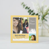 Gray & Yellow Senior Picture Class 2012 Einladung (Stehend Vorderseite)