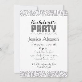 Gray Zebra Print Bachelorette Einladung