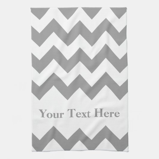 Gray Zickzack mit anpassbarem Text Handtuch (Vertikal)