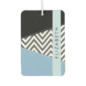 Gray Zigzag, grau Zickzack, blau, Ihr Name Autolufterfrischer (Vorderseite)