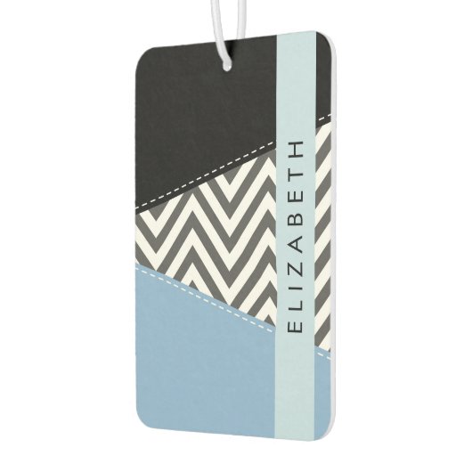Gray Zigzag, grau Zickzack, blau, Ihr Name Autolufterfrischer (Links)