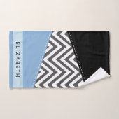 Gray Zigzag, grau Zickzack, blau, Ihr Name Badhandtuch Set (Handtuch)